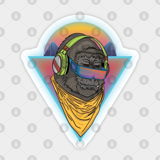 New Retrowave Gorilla Neon Design 80s Sticker by SnazzyCrew